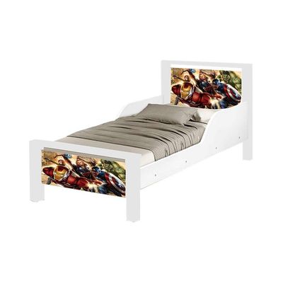 Mini Cama Infantil Adesivada Vingadores Branco