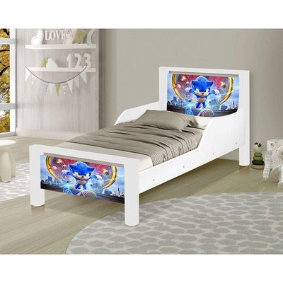 Mini Cama Infantil Adesivada Sonic Branco