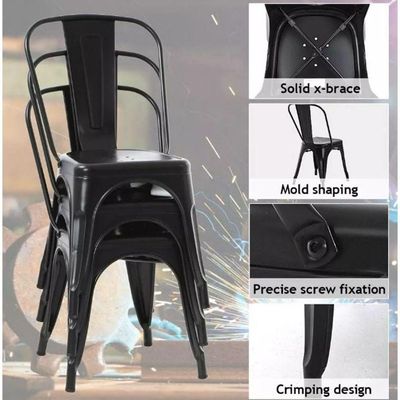 Kit Com 5 Cadeira Tolix Iron Design Aço Industrial Sala Cozinha Jantar Preto Brilhante
