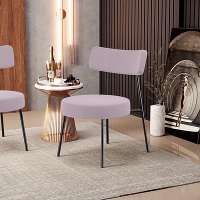 Kit 02 Poltronas Decorativas Para Sala De Estar Base Fixa Londres L02 Suede Rosê - Lyam