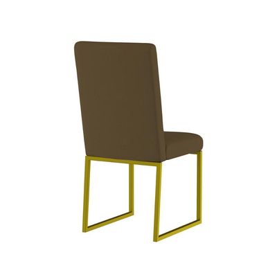 Kit 2 Cadeiras Estofadas Base De Ferro Para Mesa De Jantar Marrom