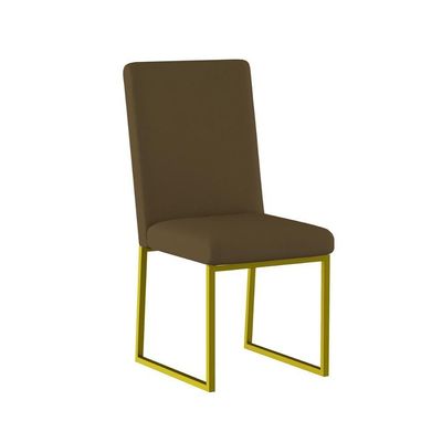 Kit 2 Cadeiras Estofadas Base De Ferro Para Mesa De Jantar Marrom