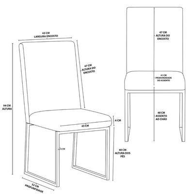 Kit 2 Cadeiras Estofadas Base De Ferro Para Mesa De Jantar Marrom