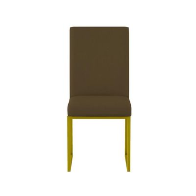 Kit 2 Cadeiras Estofadas Base De Ferro Para Mesa De Jantar Marrom