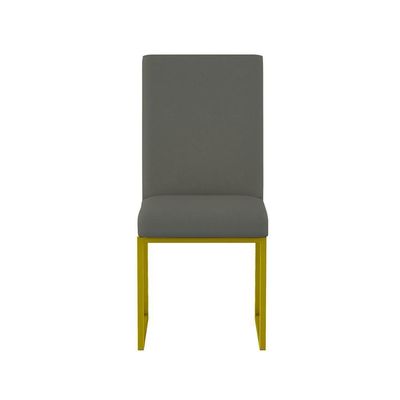 Kit 6 Cadeiras Estofadas Base De Ferro Para Mesa De Jantar Cinza