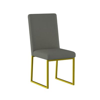 Kit 6 Cadeiras Estofadas Base De Ferro Para Mesa De Jantar Cinza