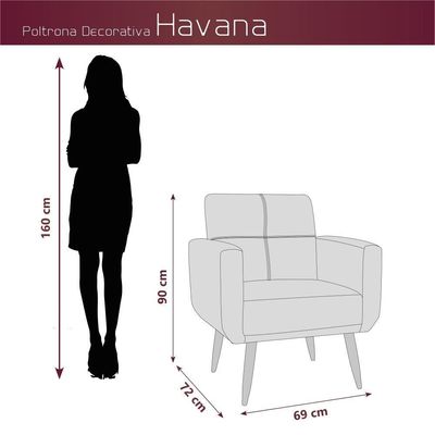 Kit Poltrona Decorativa Sala + Puff Havana Matrix Bege