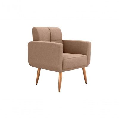 Kit Poltrona Decorativa Sala + Puff Havana Matrix Marrom