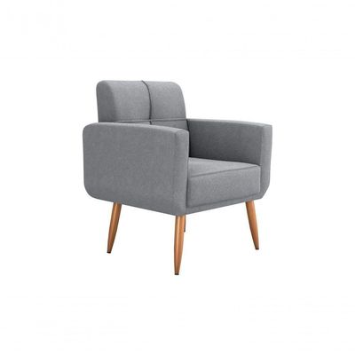 Kit Poltrona Decorativa Sala + Puff Havana Matrix Cinza