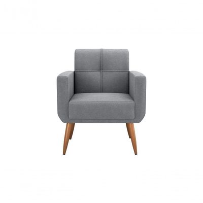 Kit Poltrona Decorativa Sala + Puff Havana Matrix Cinza