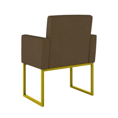 Kit 02 Poltronas Com Base De Ferro Dourado Reforçada Balaqui Decor Marrom