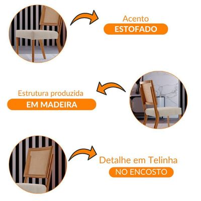 Conjunto Com 2 Cadeiras Aila Moderna Mobília Linho Off White-cinam.imbuia