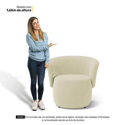 Kit Poltrona E Namoradeira Aisha Orgânica Suede Bege Claro - Desk Design