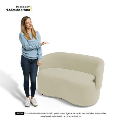 Kit Poltrona E Namoradeira Aisha Orgânica Suede Bege Claro - Desk Design
