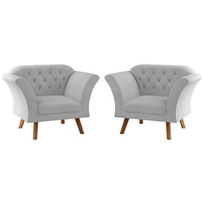 Conjunto Poltrona Decorativa Roseira Linha Cinza