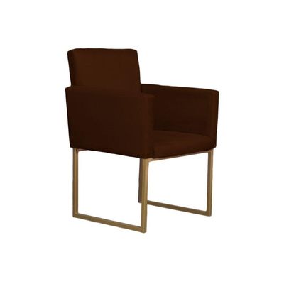 Poltrona Klara Para Sala E Recepção Base Dourada Suede Bordô