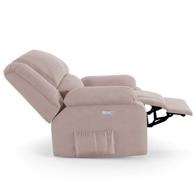 Poltrona Do Papai Reclinável Sala De Cinema Barcelona Elétrica Touch Usb Veludo Rosê
