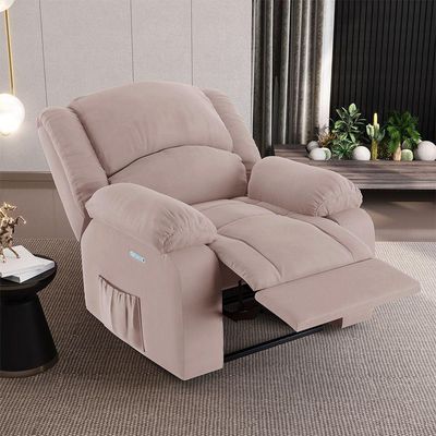 Poltrona Do Papai Reclinável Sala De Cinema Barcelona Elétrica Touch Usb Veludo Rosê