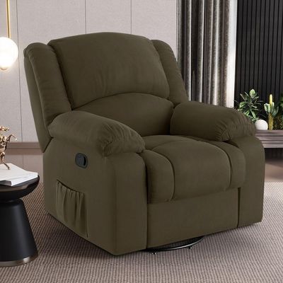 Poltrona Do Papai Reclinável Sala De Cinema Barcelona Glider Manual Giratória Usb Veludo Capuccino