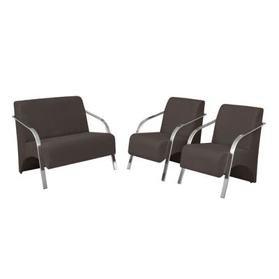 Conjunto Poltronas Vênus Braço Alumínio Marrom