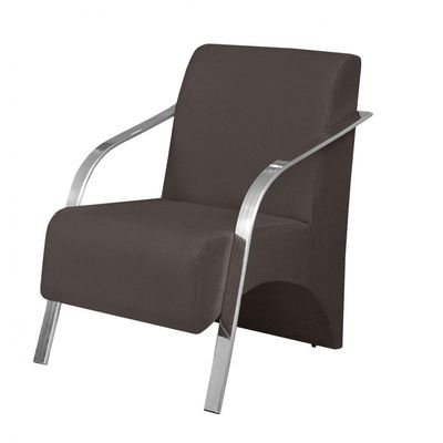 Poltrona Vênus 1 Lugar Braço Alumínio Suede Marrom