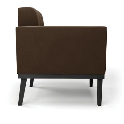 Poltrona Base De Madeira Fixa Preto Kit 2 Elisa Suede D03 - D'rossi Cor Marrom