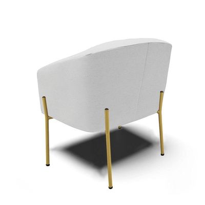 Poltrona Pé De Ferro Dourado Kit 2 Stella Linho Cinza A05 D03 - D'rossi
