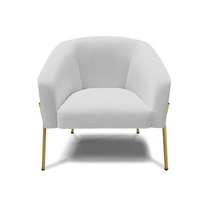 Poltrona Pé De Ferro Dourado Kit 2 Stella Linho Cinza A05 D03 - D'rossi