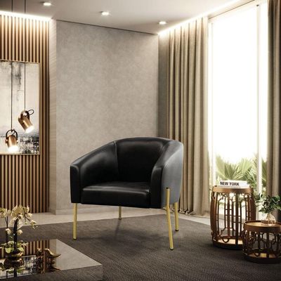 Poltrona Pé De Ferro Dourado Kit 2 Stella Corano D03 - D'rossi Cor Preto
