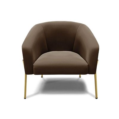 Poltrona Pé De Ferro Dourado Kit 2 Stella Suede D03 - D'rossi Cor Marrom