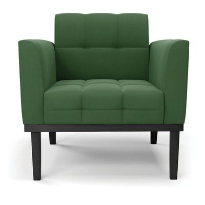 Poltrona Base De Madeira Fixa Preto Elisa Suede Verde D03 - D'rossi