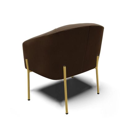Poltrona Pé De Ferro Dourado Kit 2 Stella Suede D03 - D'rossi Cor Marrom