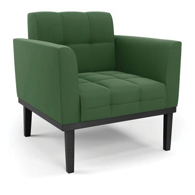 Poltrona Base De Madeira Fixa Preto Elisa Suede Verde D03 - D'rossi