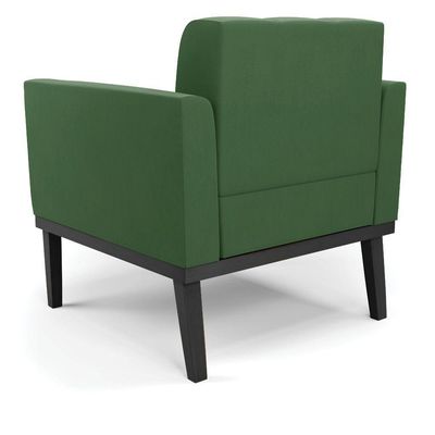 Poltrona Base De Madeira Fixa Preto Elisa Suede Verde D03 - D'rossi