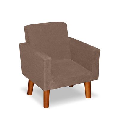 Mini Poltrona Cadeira Infantil Nina De Criança Suede Capuccino Pés Palito