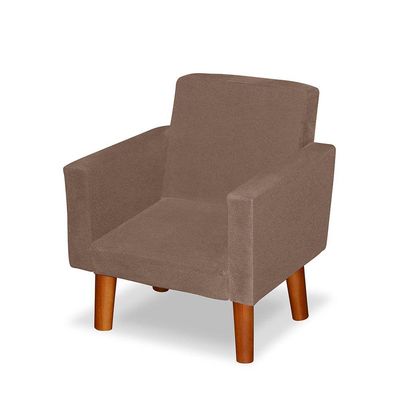 Mini Poltrona Cadeira Infantil Nina De Criança Suede Capuccino Pés Palito