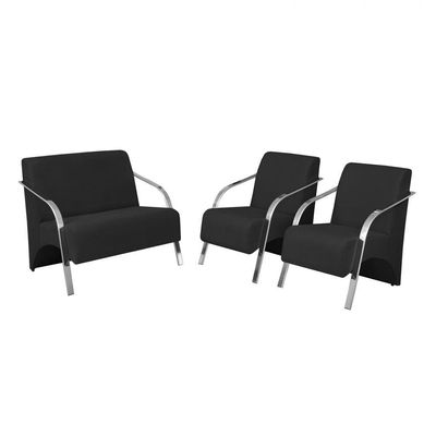 Conjunto Poltronas Vênus Braço Alumínio D Salla. Preto