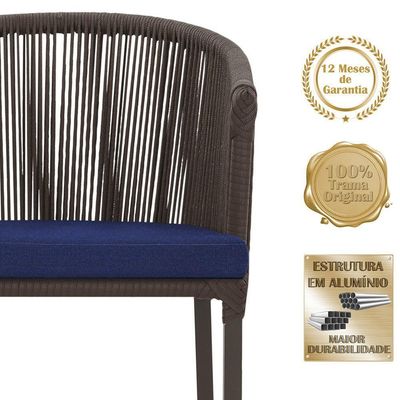 2 Cadeiras De Jantar Noronha Marrom Corda Náutica E10 Trama Marrom