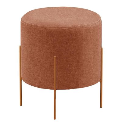 Puff Banqueta Odim Luxo Base Bronze Castellar Móbile Linho Terracota