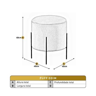 Puff Banqueta Odim Luxo Base Bronze Castellar Móbile Linho Terracota