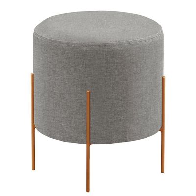 Conjunto - 2 Puff Banqueta Odim Bronze Luxo Castellar Móbile Linho Cinza