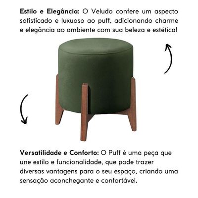 Kit 2 Puff Decorativo Para Sala Redondo Luxo Selena Veludo Verde
