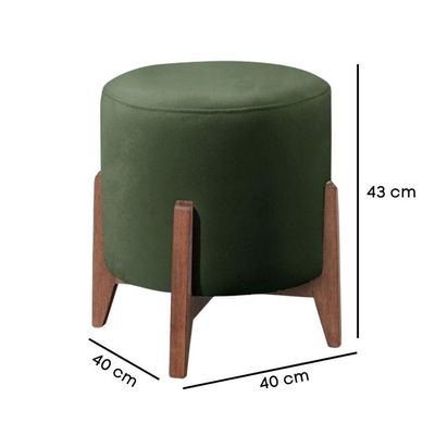 Kit 2 Puff Decorativo Para Sala Redondo Luxo Selena Veludo Verde