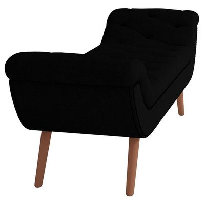 Puff Recamier Decorativo Com Tachas 195cm Santorini Bouclê Preto
