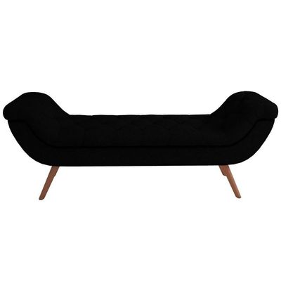 Puff Recamier Decorativo Com Tachas 195cm Santorini Bouclê Preto