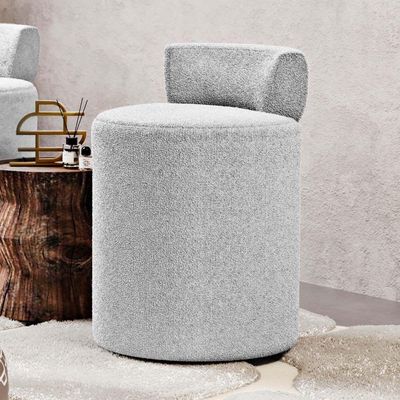 Kit 02 Puffs Decorativos Orgânicos Living Aegon Minimalista Bouclê Cinza Claro - Desk Design