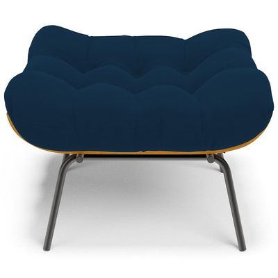Puff Decorativo Sala De Estar Costela L02 Suede Azul Marinho - Lyam Decor