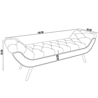 Puff Recamier Decorativo Com Tachas 140cm Santorini Bouclê Rosê