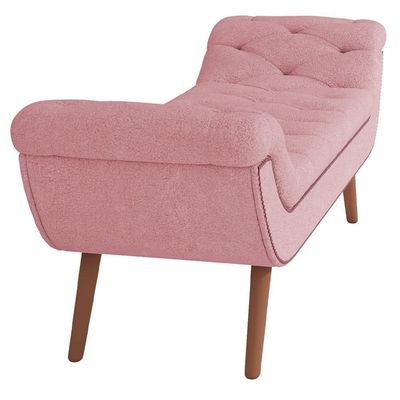 Puff Recamier Decorativo Com Tachas 140cm Santorini Bouclê Rosê