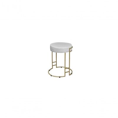 Puff Decorativo Sarah Sala E Recepção Metal Dourado Veludo